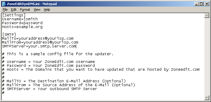 Screen shot of sample ini file. Click for a larger view. Screen shot of sample ini file. Click for a larger view.