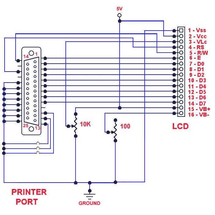 Wiring for LCD Display.  Click for larger image.